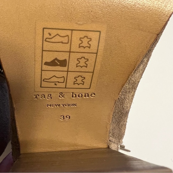 rag & bone Margot Beige Suede Double Zipper Ankle Booties Sz 39 - Picture 12 of 13